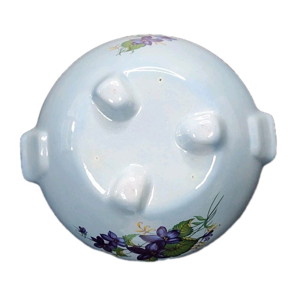 Vintage African Violet Self Watering Planter Blue Ceramic Hand Painted Flowers - Picture 7 of 9